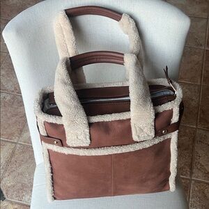 Brown Shearling Tote Bag